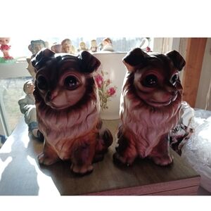 Charming Brown and Tan Dog Figurines Banks